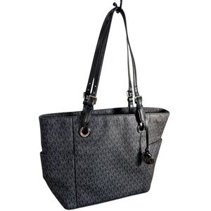 Michael Kors Jet Set Signature Black Monogrammed PVC Tote‎ Bag
